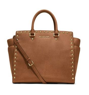 michael kors stor selma piggdekk saffiano tote brun Fabrikken Pris 9899f